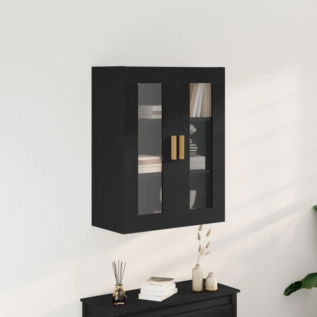 Armário de Parede em Carvalho Preto - 69,5x34x90 cm