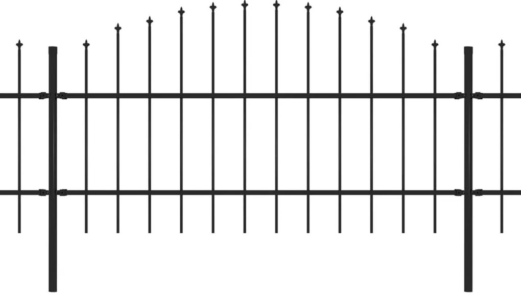 Cerca de jardim com topo em lanças (0,75-1)x8,5 m aço preto