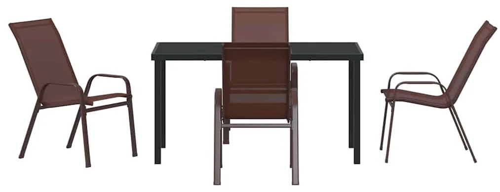 Conjunto de Jantar de Jardim 5 Peças Marrom em Textilene e Aço