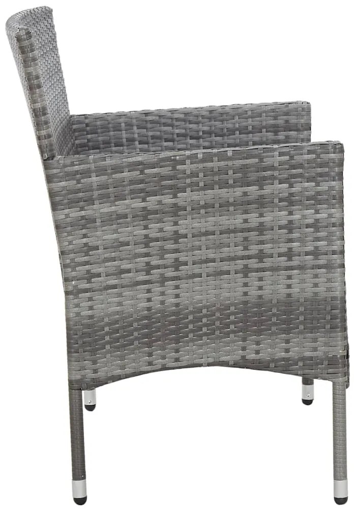 4 pcs conjunto lounge de jardim c/ almofadões vime PE cinzento