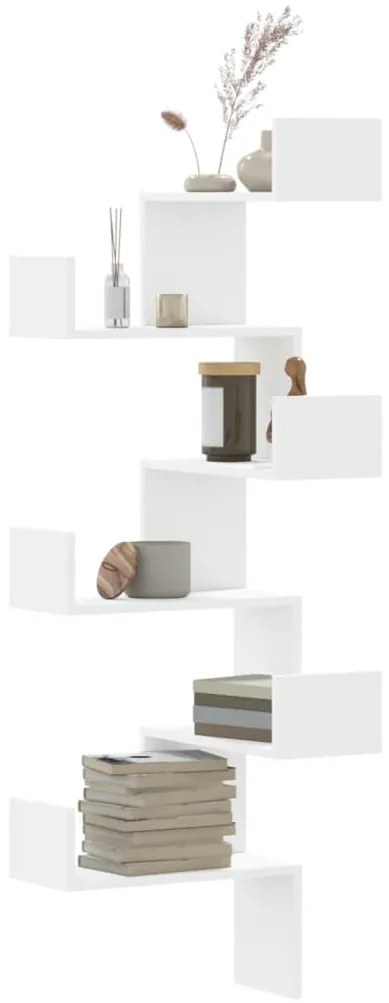 Estante de parede p/ canto 45x45x147 cm deriv. madeira branco