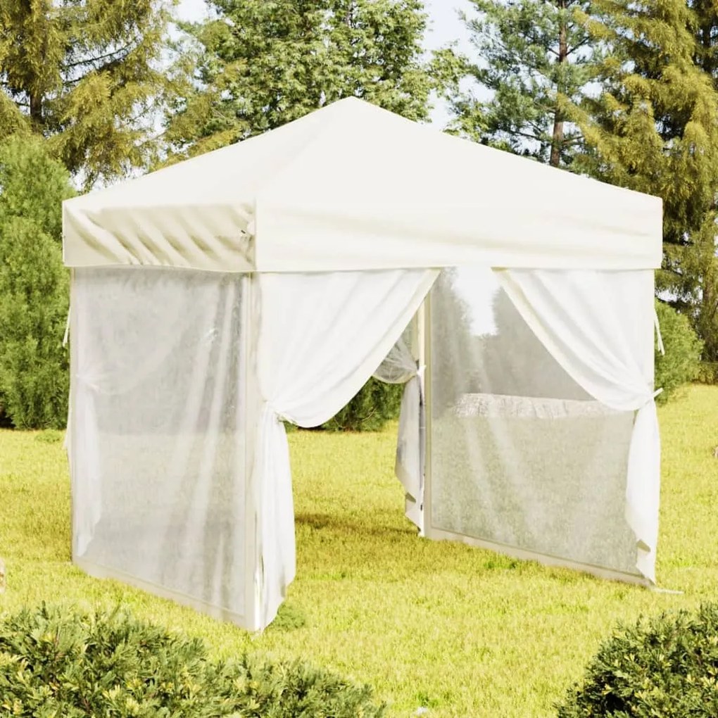 Tenda para festas dobrável com paredes laterais 2x2 m creme