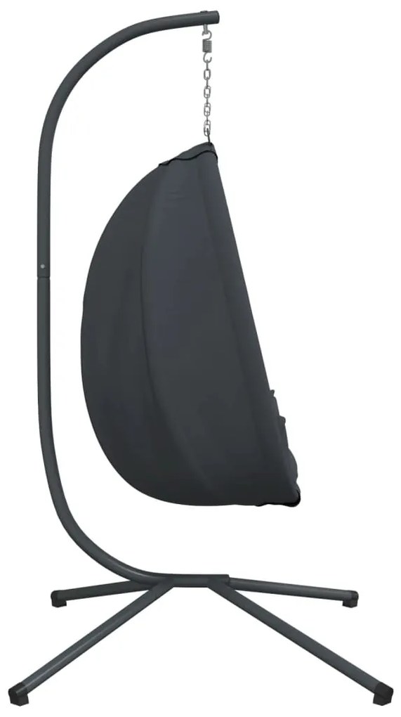 Cadeira forma de ovo suspensa c/ suporte tecido/aço antracite