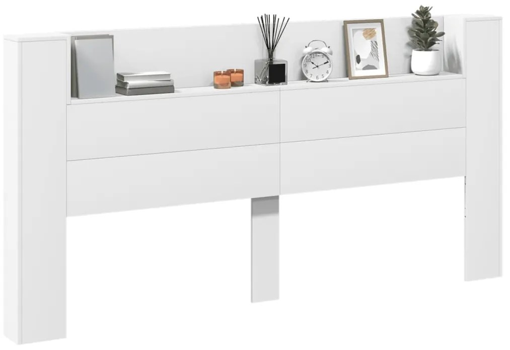 Armário de cabeceira com luzes LED 200x16,5x103,5 cm branco