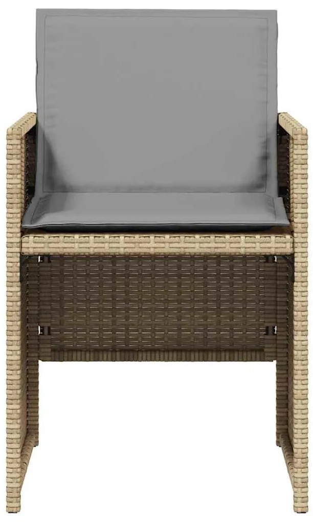 Cadeiras de jardim com almofadões 4 pcs vime PE bege misturado
