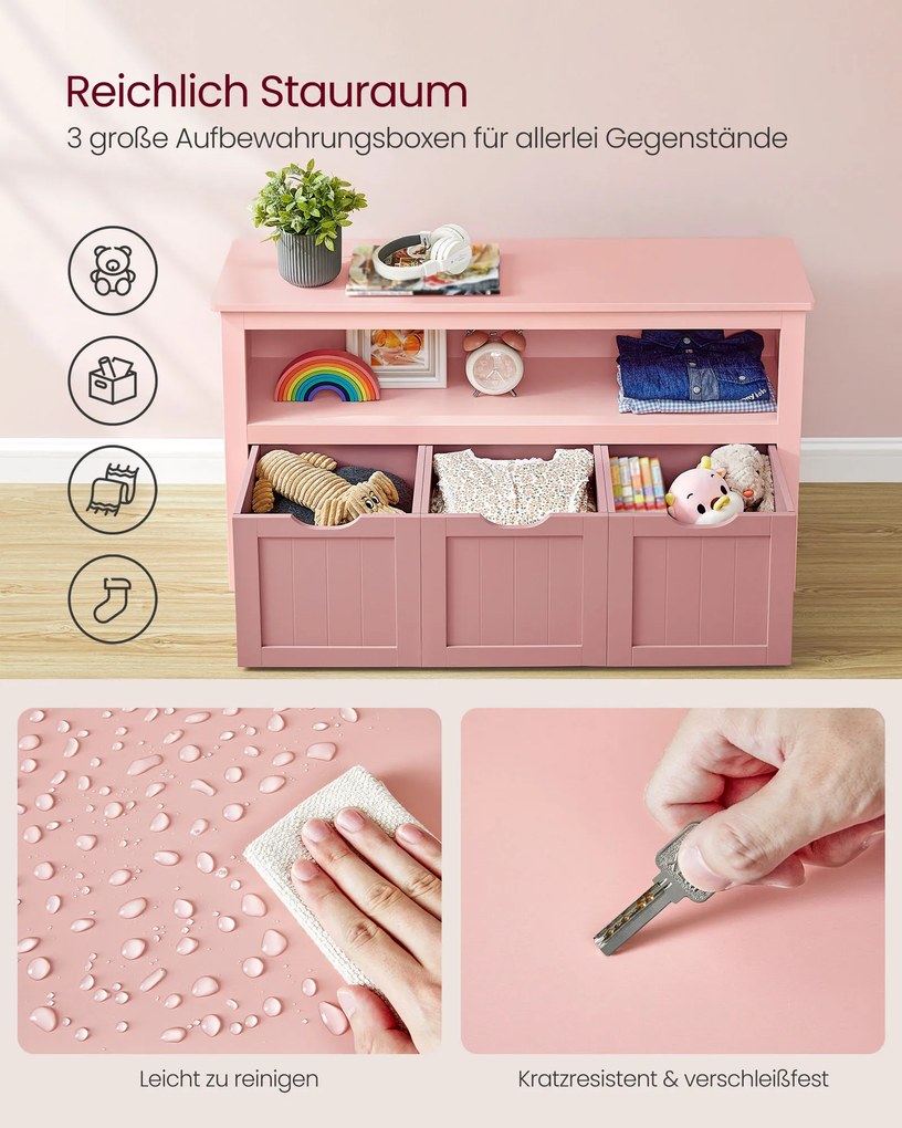 Estante para crianças com Rodas 30 x 102 x 60 cm cor-de-rosa pastel