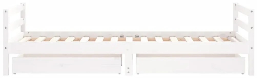 Estrutura cama infantil c/ gavetas 90x190cm pinho maciço branco