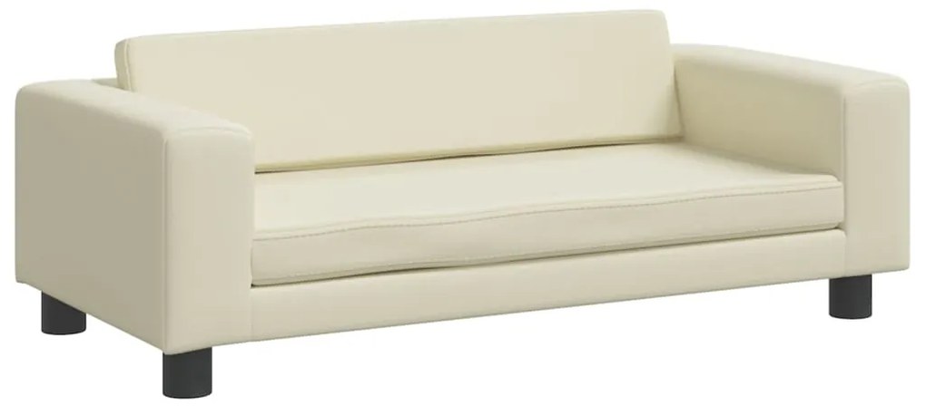 Sofá infantil c/ apoio pés 100x50x30 cm couro artificial creme
