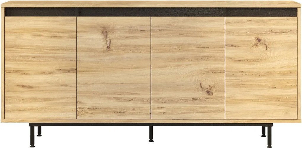 Aparador “Bravura” — 160x44,5x75,6 cm — Carvalho e Preto com Pernas Me