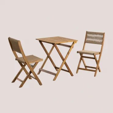 Conjunto De Mesa De Jardim Dobrável Delawer Classic E 2 Cadeiras Castanho Trigo - Sklum