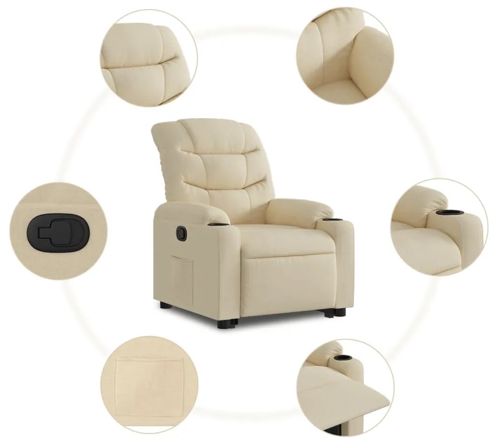 Poltrona reclinável elevatória tecido cor creme