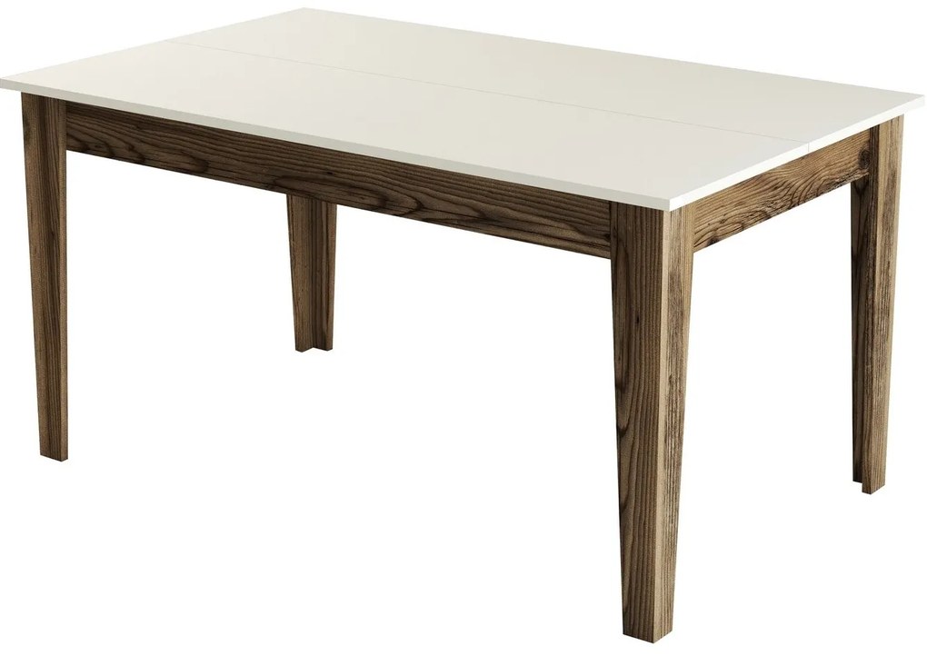 Mesa de Jantar "Milano" com Arrumação – 145x88x75 cm – Nogueira e Crem