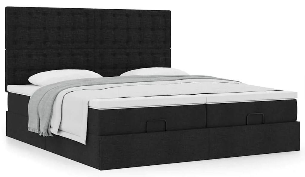 63 / 5,000vidaXL Estrutura de cama otomana com colchões tecido preto