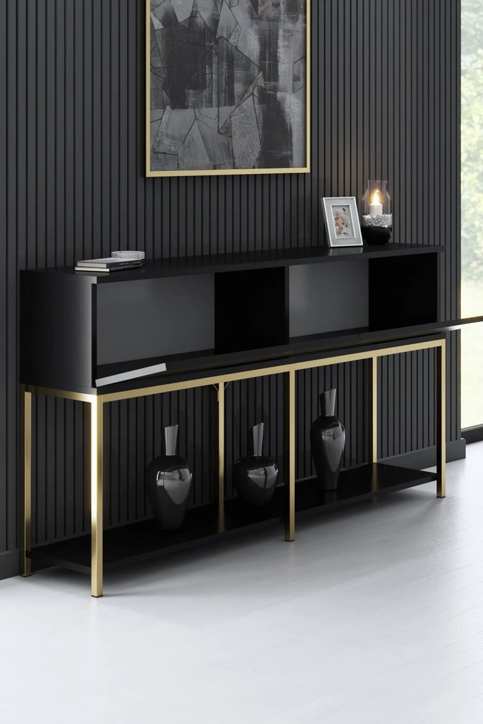 Console Lord – Preto e Dourado – 150x80x30 cm