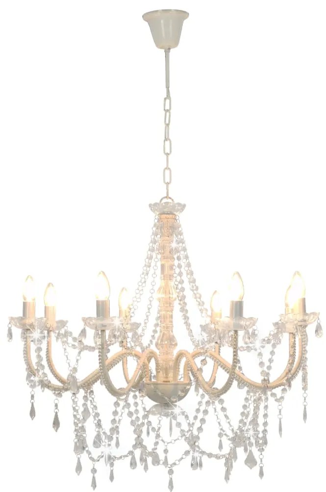 Lustre com contas lâmpadas 8 x E14 branco
