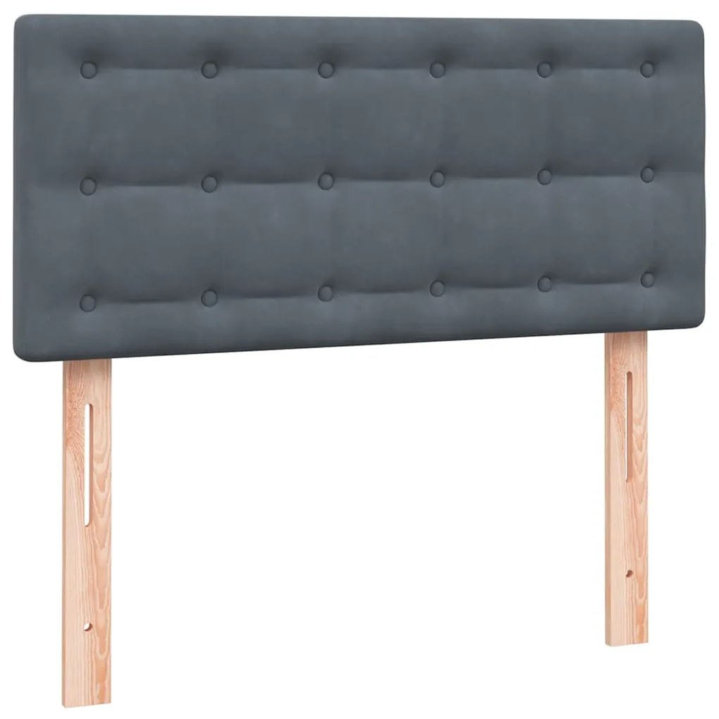 Cama com molas/colchão 90x220 cm veludo cinzento-escuro