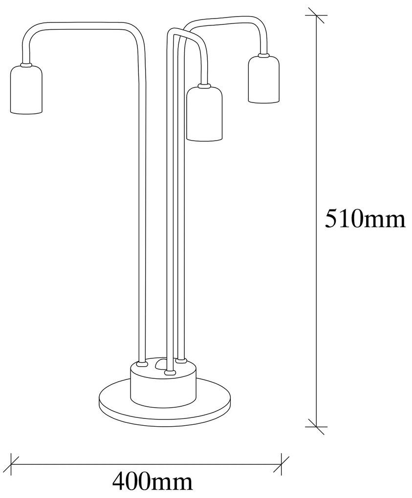 Candeeiro de Mesa Mum – Ouro e Preto – 40 x 40 cm, Altura 51 cm
