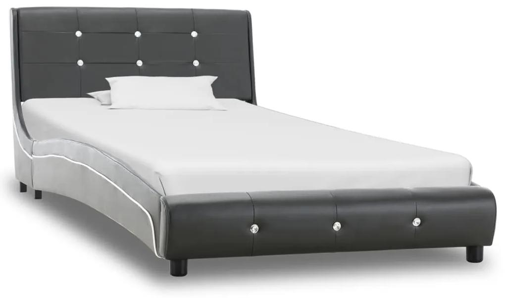 280322 vidaXL Estrutura de cama 90x200 cm couro artificial cinzento