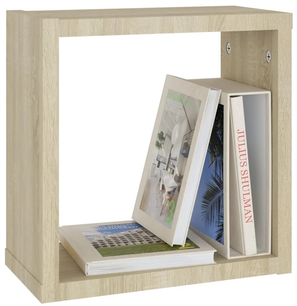 Prateleiras de parede em forma de cubo 4 pcs 30x15x30cm sonoma