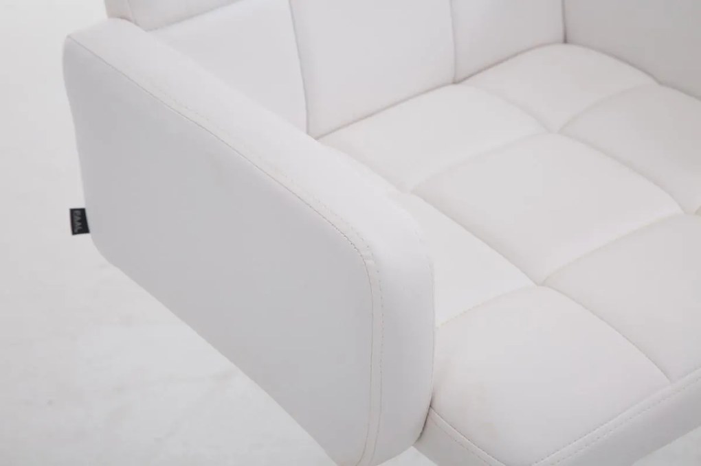 Banco de bar Los Angeles em couro sintético 60 x 93-113 x 56 cm Branco