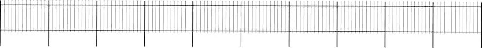 vidaXL Cerca de jardim com topo em forma de lança em aço 1781,5x120 cm, preta