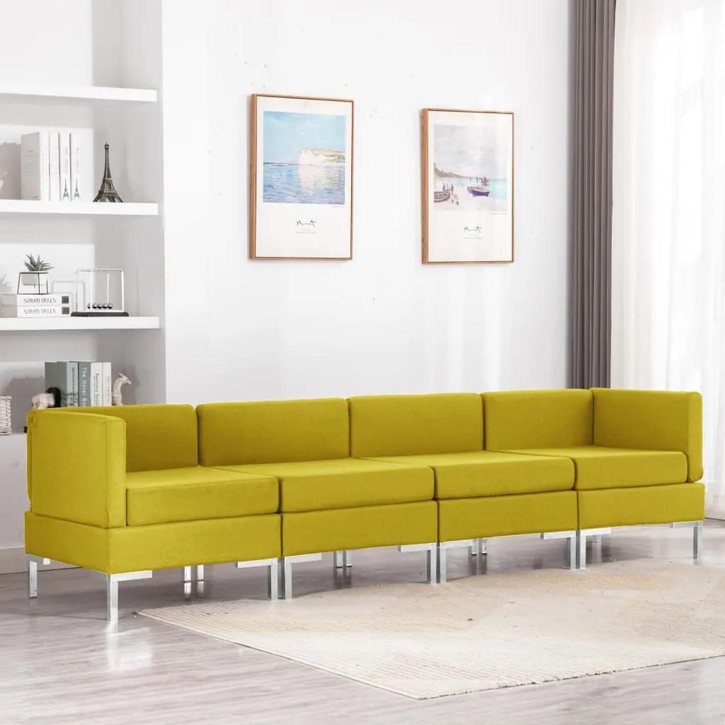 4 pcs conjunto de sofás tecido amarelo