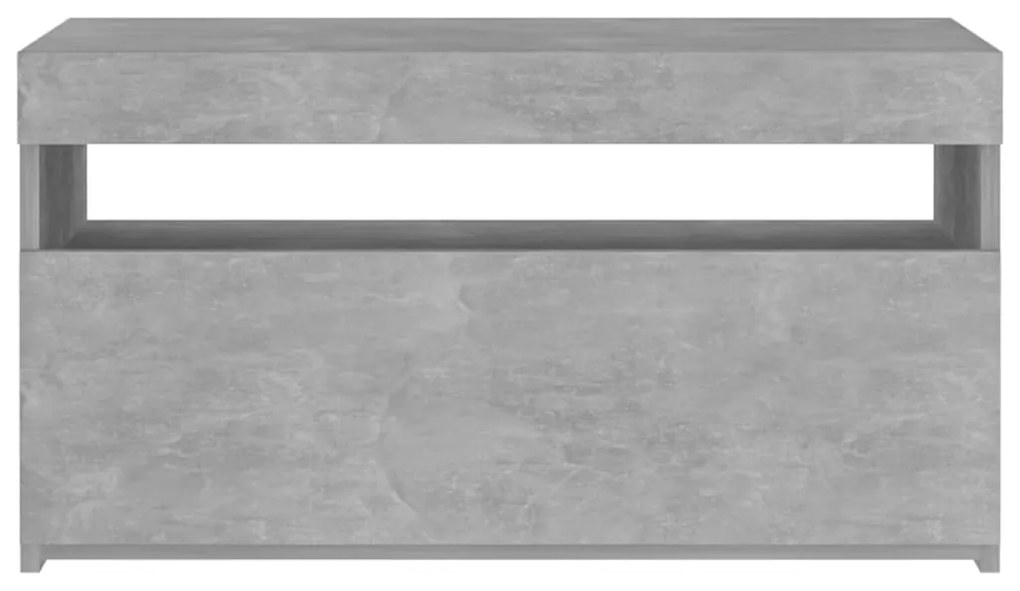 Móvel de TV com luzes LED 75x35x40 cm cinzento cimento