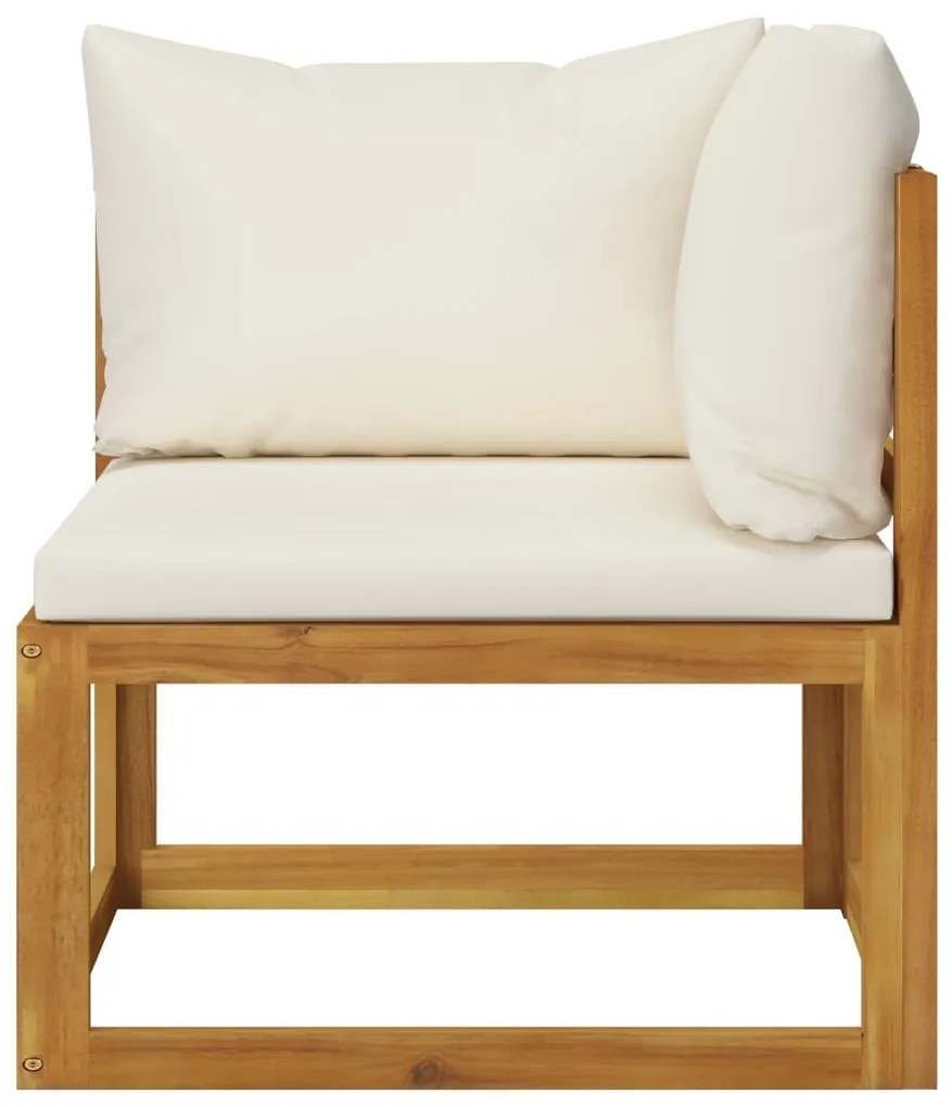 6 pcs conjunto lounge jardim c/ almofadões acácia maciça creme