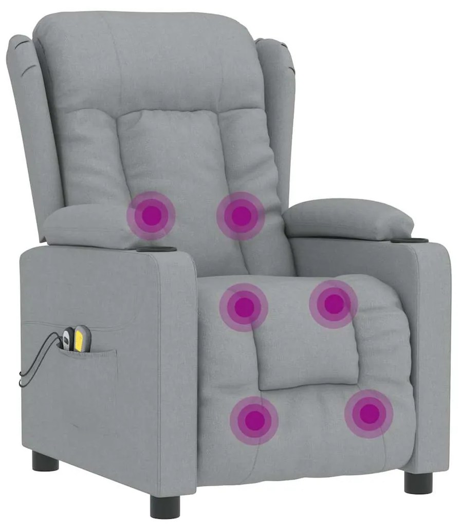 Poltrona de massagens elétrica tecido cinzento-claro