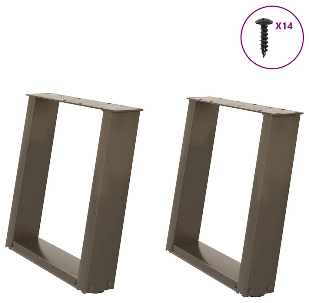 vidaXL Pés para mesa de centro em formato de U, 2 peças, aço natural, 50x(42-43) cm, aço