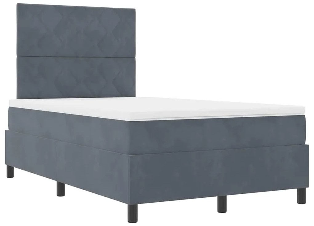 Cama Box com Colchão e LED VidaXL Cinza Escuro 120x200 cm Veludo
