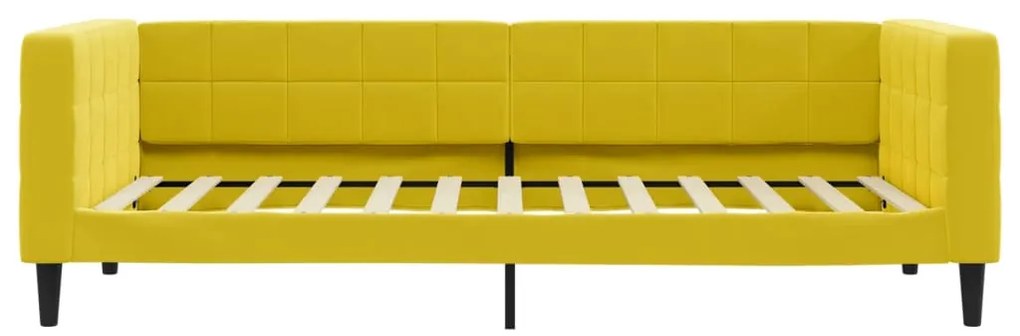 Sofá-cama com gavetão e gavetas 100x200 cm veludo amarelo