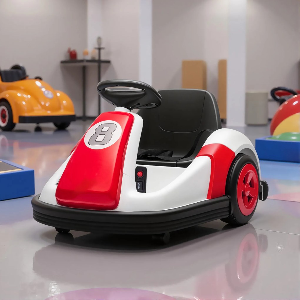 Carrinho de choque para crianças de 6 V, rotação de 360°, carro de choque elétrico para crianças 3-6 anos com motor duplo, música e buzina vermelho, b
