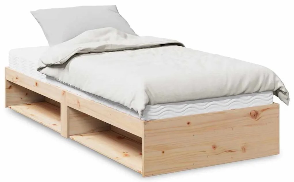 vidaXL Sofá-cama com colchão 90x190 cm madeira de pinho maciça