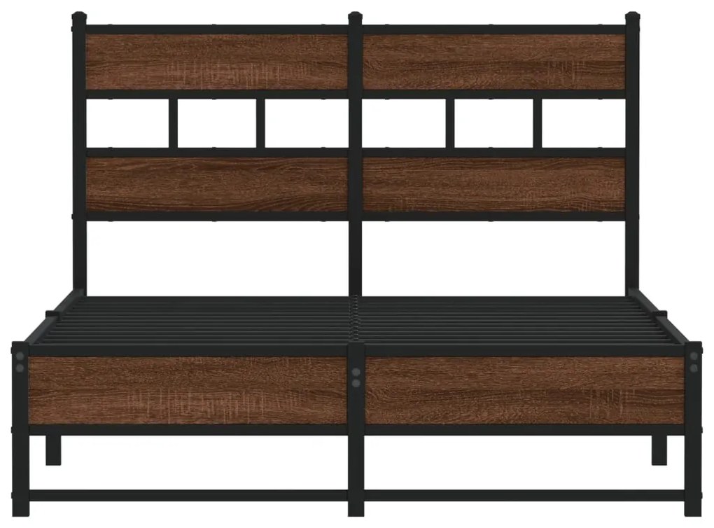 Estrutura de cama sem colchão 120x190cm metal carvalho castanho