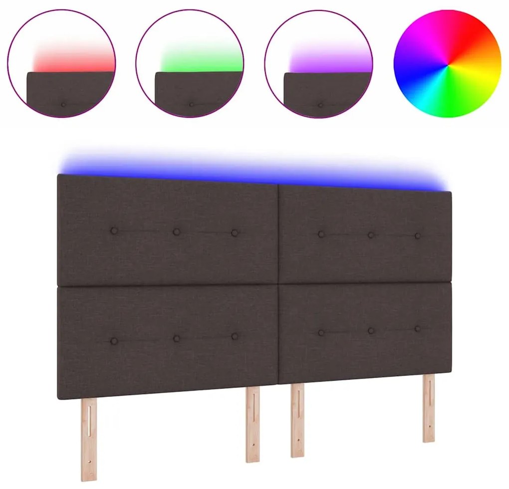 Cabeceira LED em Castanho Escuro de 90 cm, Tecido