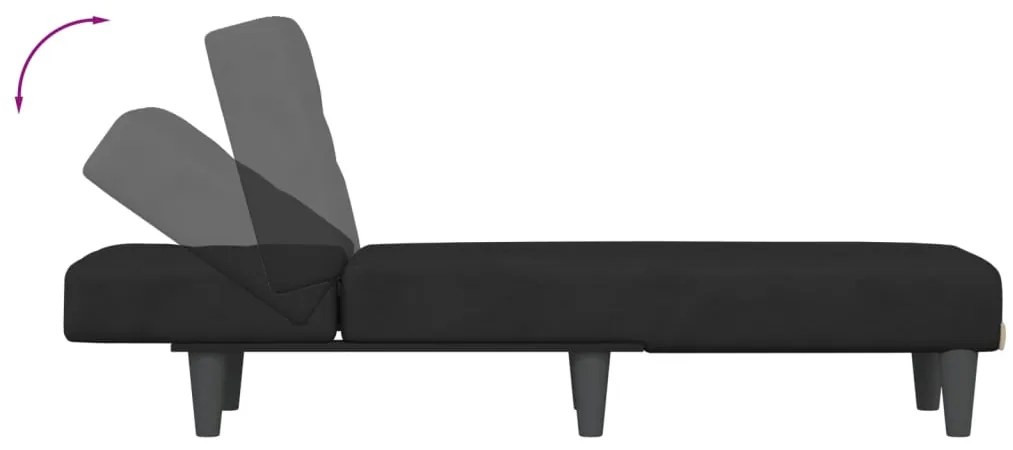 Chaise longue veludo preto