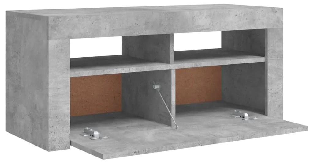 Móvel de TV com luzes LED 90x35x40 cm cinzento cimento