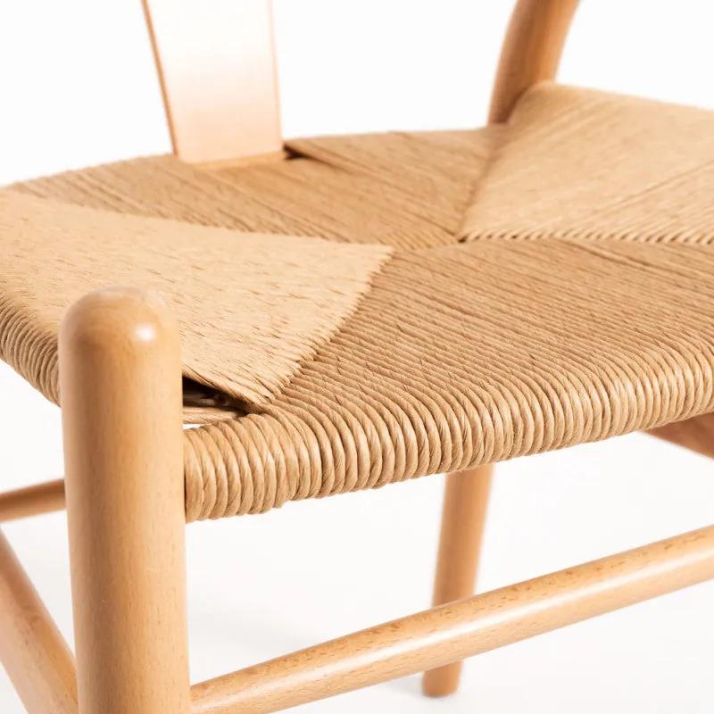 Cadeira Mariachi com Assento em Vime e Madeira de Bétula - Castanho -