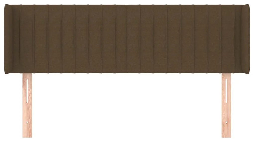 Cabeceira de cama c/ abas tecido 147x16x78/88cm castanho-escuro