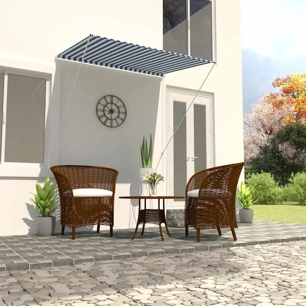 Toldo retrátil 150x150 cm azul e branco