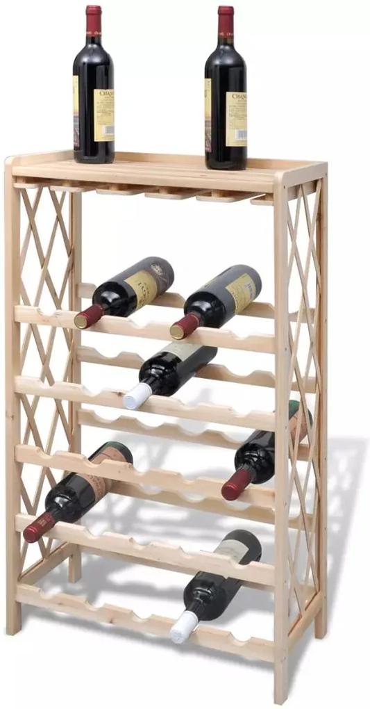 Prateleira de madeira para 25 garrafas de vinho