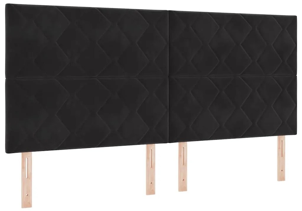 Cama Box com Colchão e LED Preta 200x200 cm Veludo