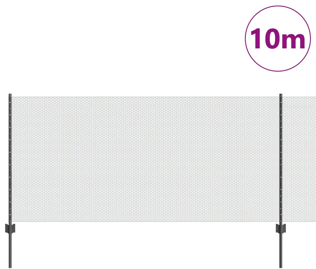 Postes de Cerca 10 pcs Canal U Cinza 100 cm Aço