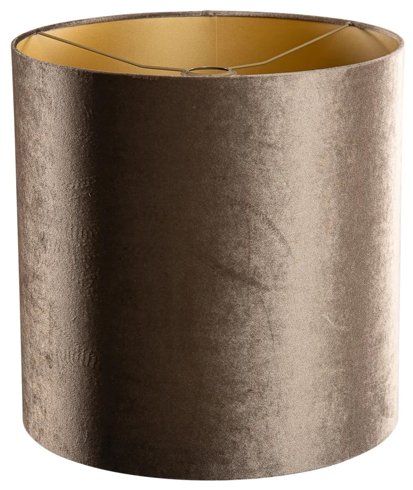 Abajur de Veludo Castanho com Interior Dourado 40/40/40
