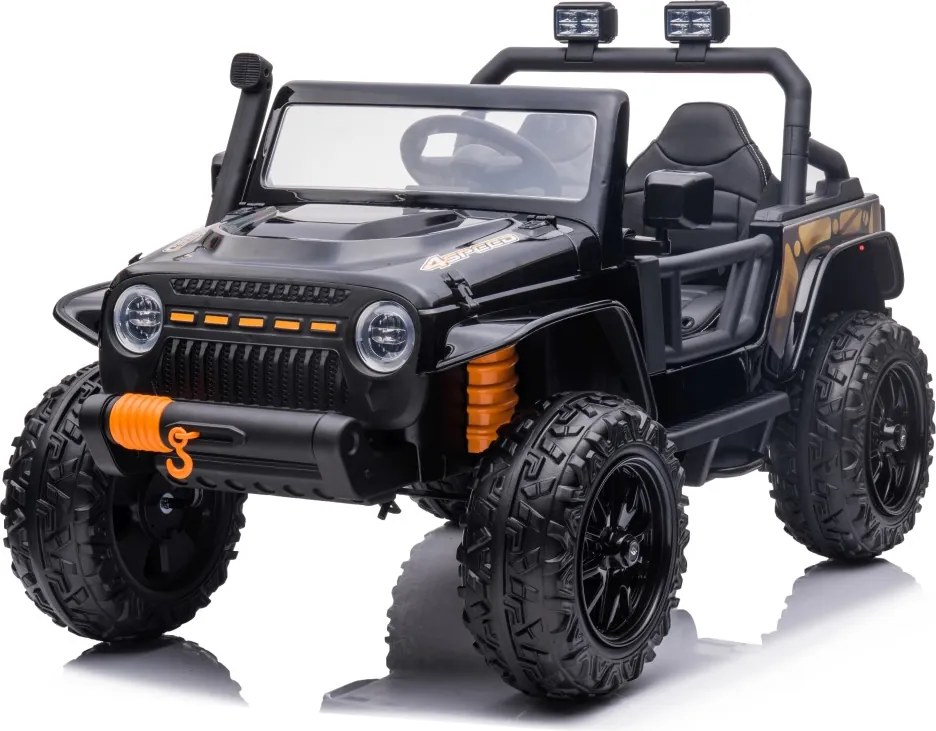 Jipe elétrico para Crianças 24V 4x4 Jeep Monster Rodas de espuma EVA, assento Couro ecológico Preto