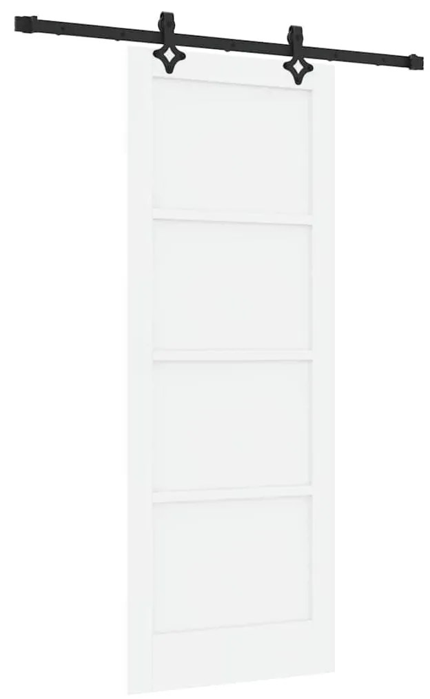 Porta Deslizante com Conjunto de Ferragens 'ORKDAL'Branca de Madeira M