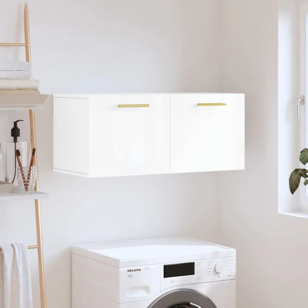 vidaXL Armário de parede 80x36,5x35 cm deriv. madeira branco brilhante