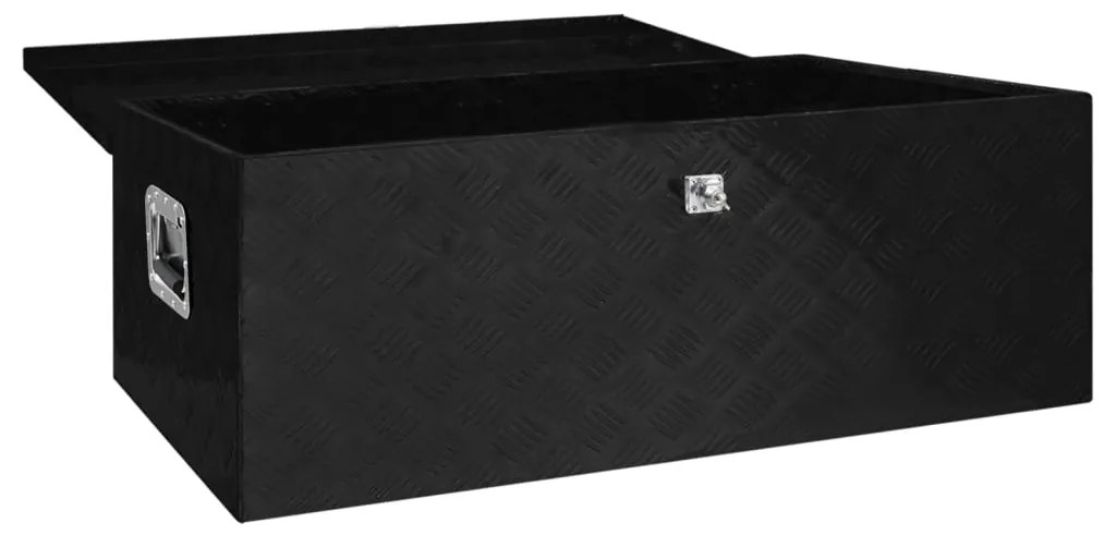 Caixa de arrumação 100x55x37 cm alumínio preto