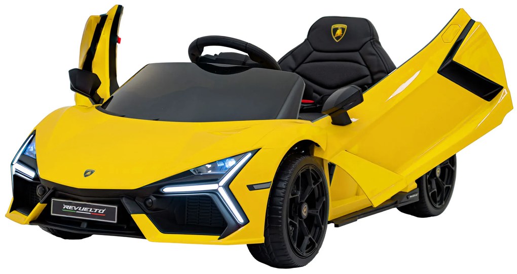 Carro elétrico para Crianças Lamborghini Revuelto 12V 4x4 Rodas Espuma EVA, Assento couro ecológico Amarelo